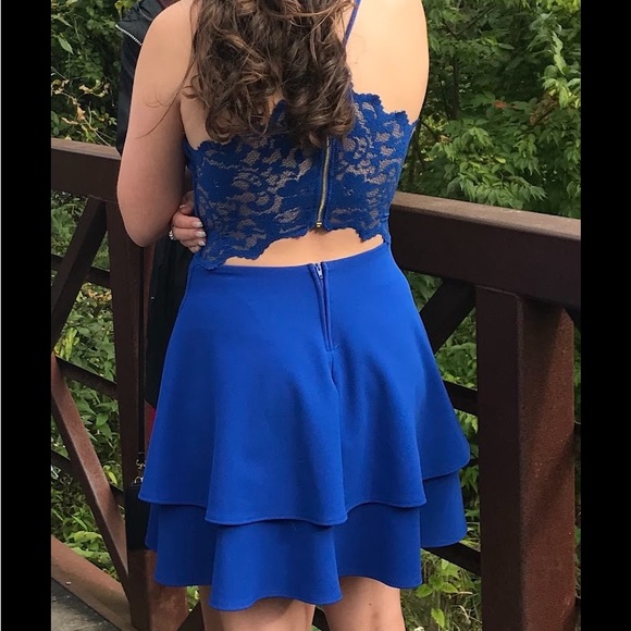 Blue homecoming dress!! Size 4. Lace back. Zips up. Bought for $65 - Picture 3 of 5